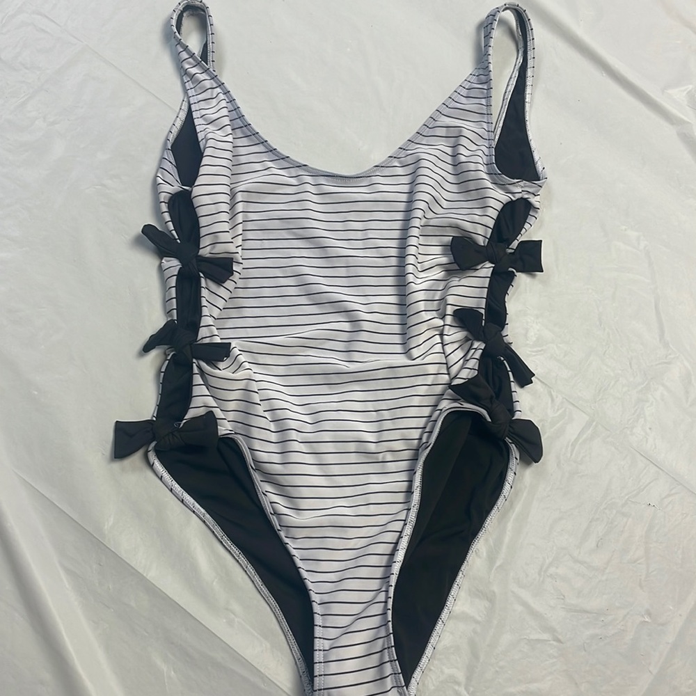 Lolli Vegan-Leather Bow One-Piece Swimsuit